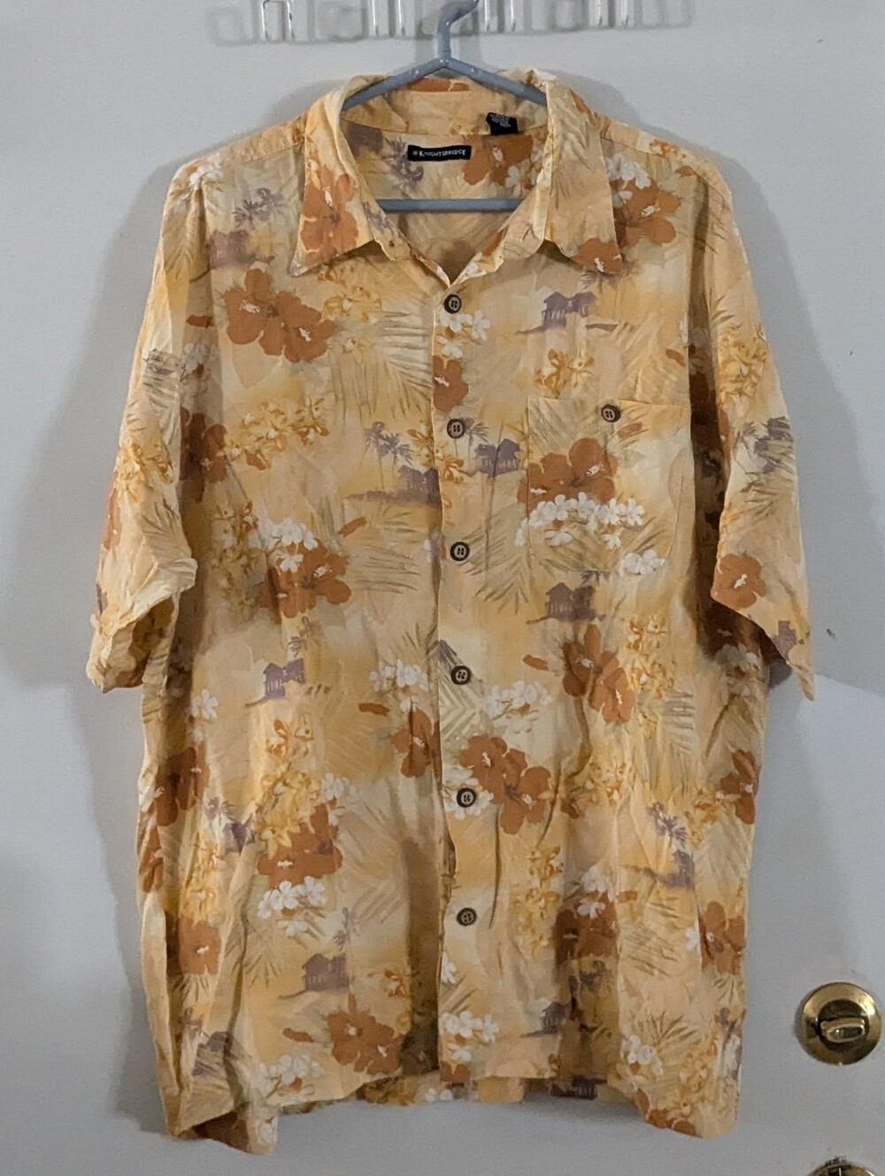 Knightsbridge Yellow Floral Short-Sleeve Shirt 2X